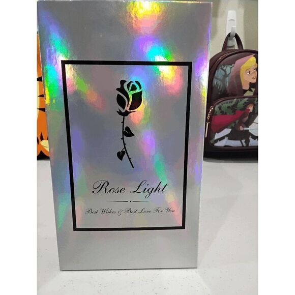 NIB  Glass Rose Light Up Rose in Glass Dome Enchanted Crystal Rose - Picture 2 of 4